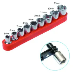 9pc 5-13mm Hexagonal Sleeve Head Xiaofei 6.35mm Square Head Conversion Head Electric Tool Accessory Set