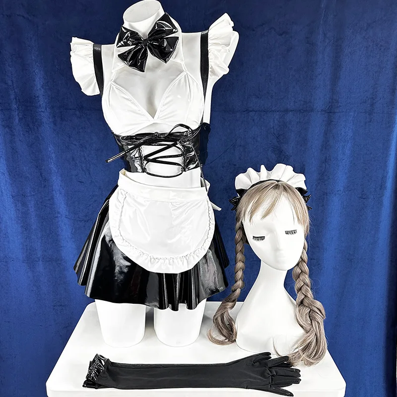 Anime Maid Cosplay Costume Women Sexy Leather Maid Dress Bunny Girl Sexy Cute Maid Uniform Suit Halloween Carnival Partt Clothes