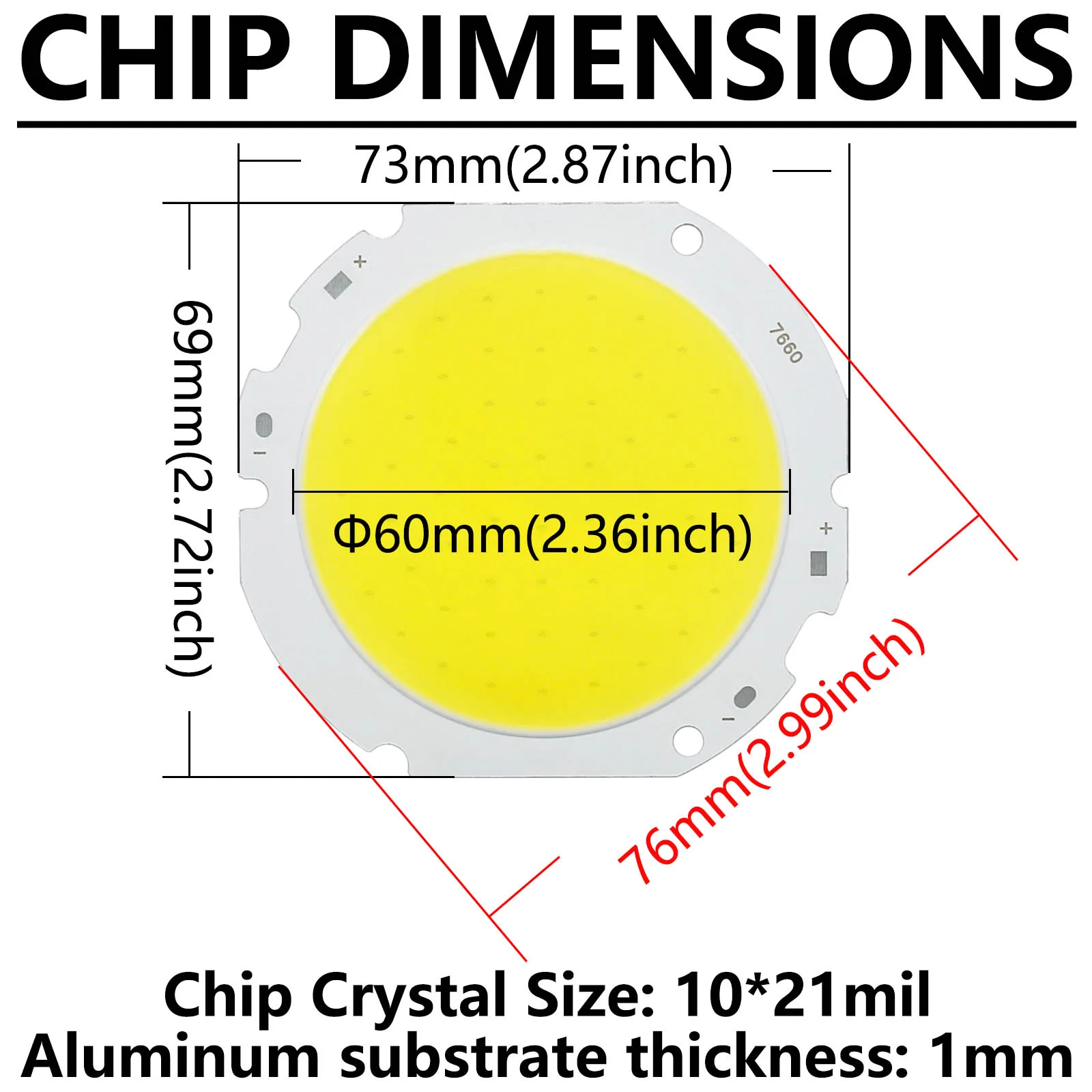 7660 LED COB Chip 50W DC30-32V 1500mA Ra70 High Power Integrated LED Beads DIY Lighting Accessories For FloodLight Spotlight