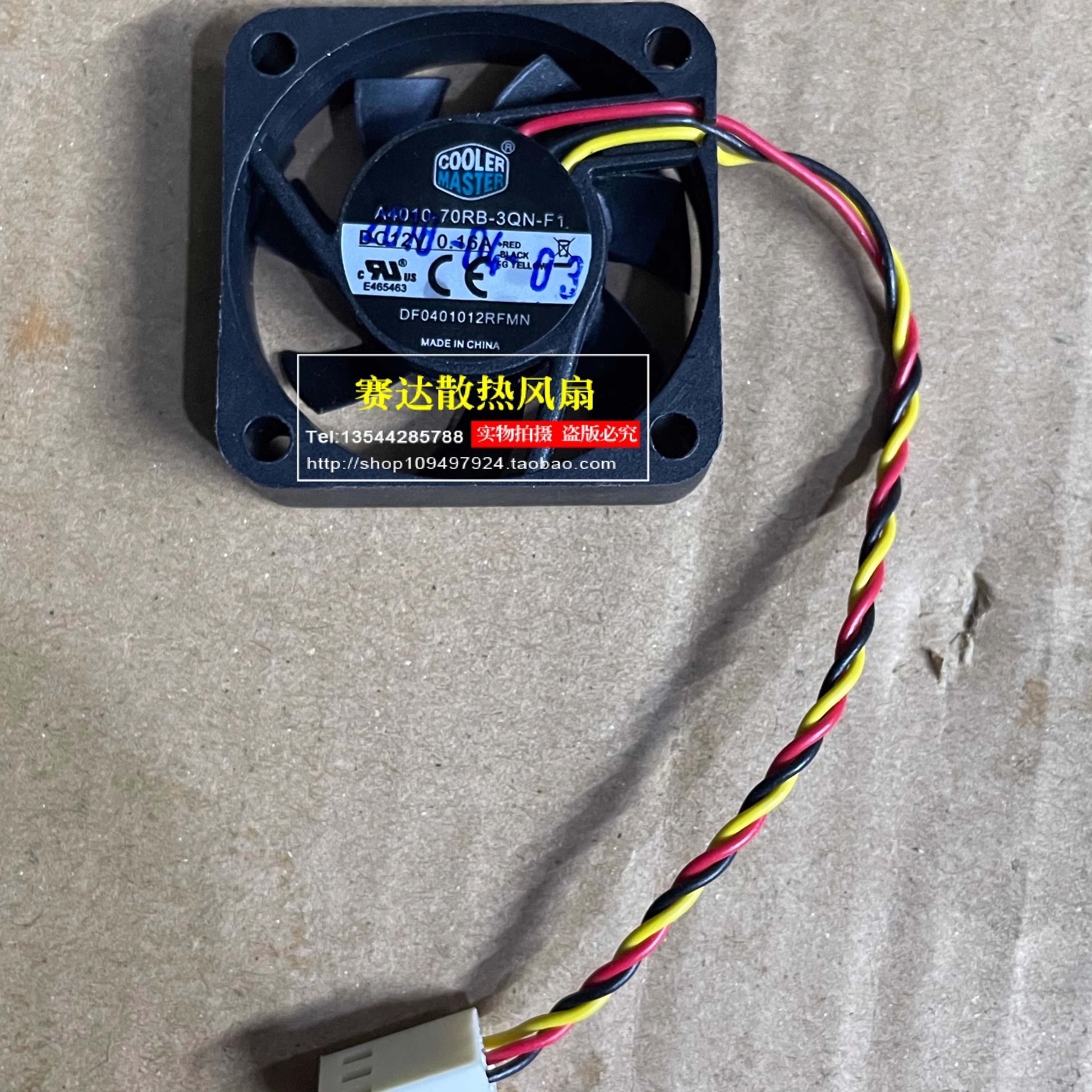 FOR COOLER MASTER A4010-70RB-3QN-F1 4010 12V 0.16A  3 lines Pin wire cooling fan 40*40*10mm