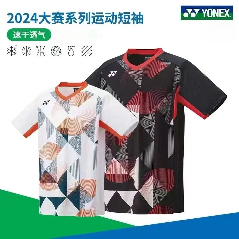 YONEX 2024 Neue Badminton-Kleidung für Herren und Damen, kurzärmelig, schnell trocknend, schweißabsorbierend, atmungsaktiv, Trainingsanzug-T-Shirts