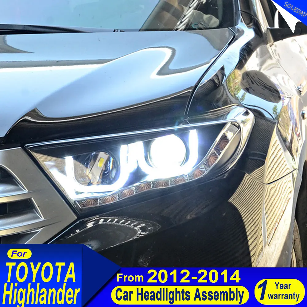 Car Headlight Assembly For Toyota Highlander 2012 2013 2014 LED Car Front lamps Upgrade Dual Projector Lens Accessories
