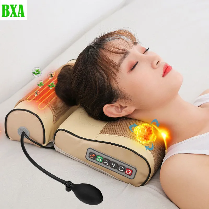 Almohada eléctrica de masaje térmico para cuello y hombros, dispositivo de masaje Shiatsu para la espalda, cuerpo completo, salud Cervical, multifuncional