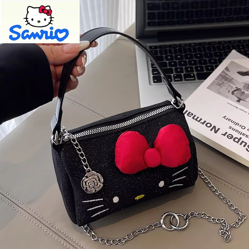 

Sanrio Fashion Canvas Pillow Handbag Women's Cartoon Hello Kitty Versatile Large Capacity Chain Crossbody Bag