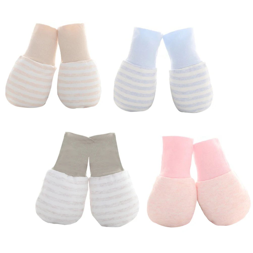 

4 Pairs Anti Scratch Gloves Newborn Infants Soft Cotton Mittens Protect Prevent Scratching Warm Elastic Wrist Safe Skin Baby