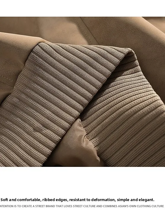 

American Sle Retro PU Leather Patchwork Stand Collar Jaet Men's Loose Casual Outerwear Top Trendy Spring Autumn