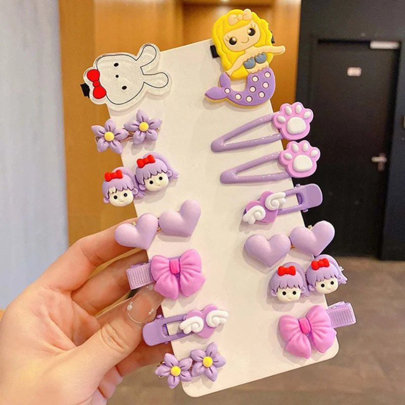 Children's headgear Children's cartoon hair accessories set Cute hair card handmade dopamine girls' headgear