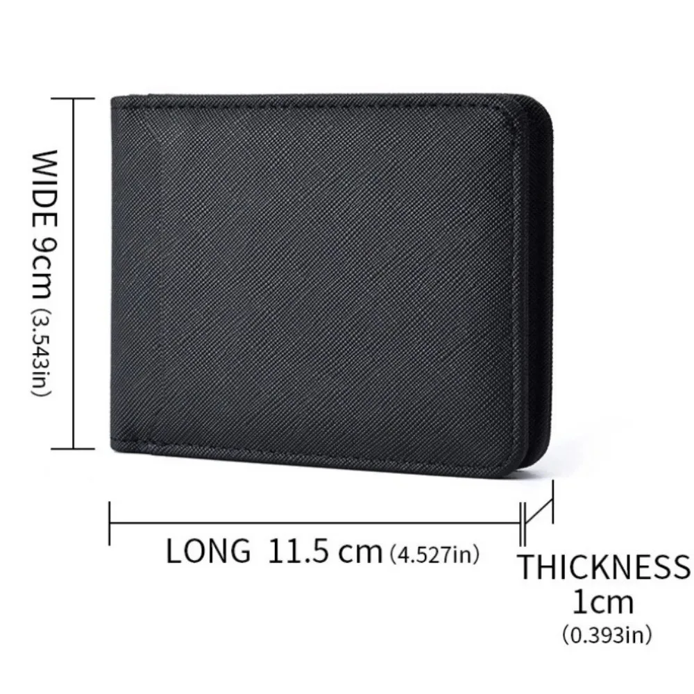 Simple Business Short Wallet PU Multiple Card Slots Card Holder Solid-Color Large Capacity Male Wallet For ID Card Bank Card