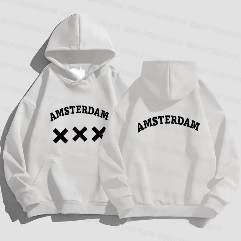 Amsterdam Hoodie Men\'s Unisex Sweatshirt Casual Oversize Tracksuit Black Brand Quality Clothing Streetwear Long Sleeve Pullovers