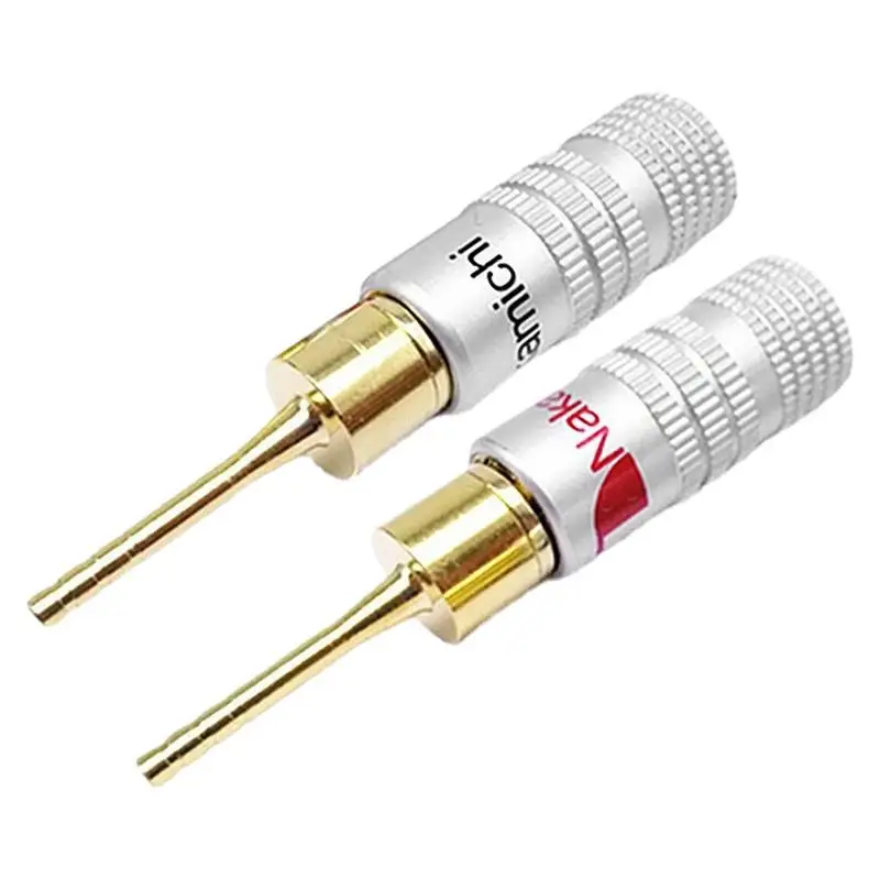 دبوس مكبر صوت Nak-Amichi ذهبي 24 قيراط ، مقابس ذكور ، موصل قفل لولبي ، سدادة مستقيمة ، 2 مكعب ، موزة ذكر ، أسود وأحمر ، 1