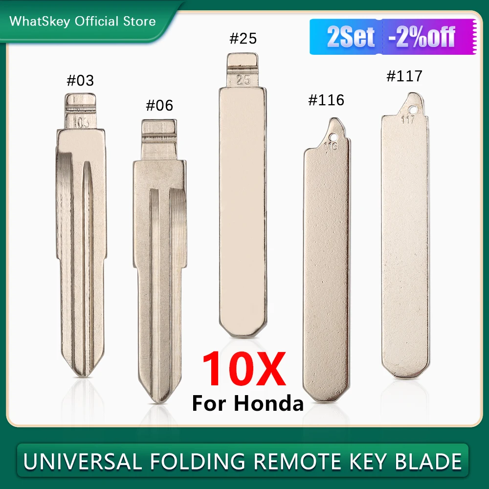 10Pcs HON66 Flip Car KD Key Blade For Honda Accord Odyssey Crider Fit Civic City CR-V XR-V HRV Jade Key Blade #03 06 25 116 117