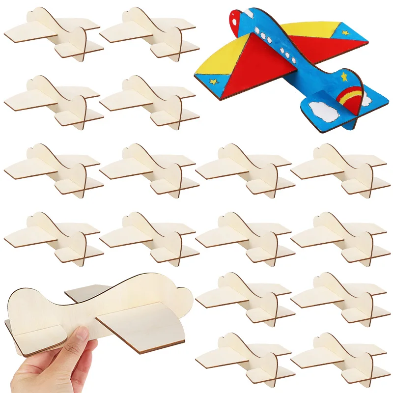 

1/3/5Pcs Wooden Blank Airplane DIY Crafts Kids Painting Toy Birthday Party Favors Christmas Gift Unfinished Wood Plane Model