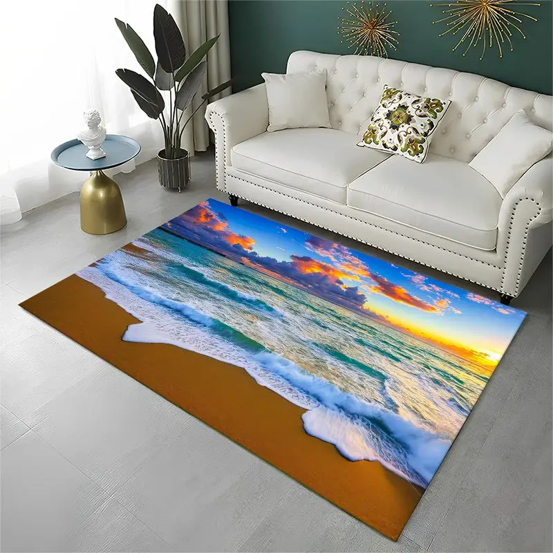 Mystery Sea Water Coastline Beach Reef Large Area Rug Non-slip Carpet for Bedroom Living Room Sofa Doormat Home Decor Floor Mat