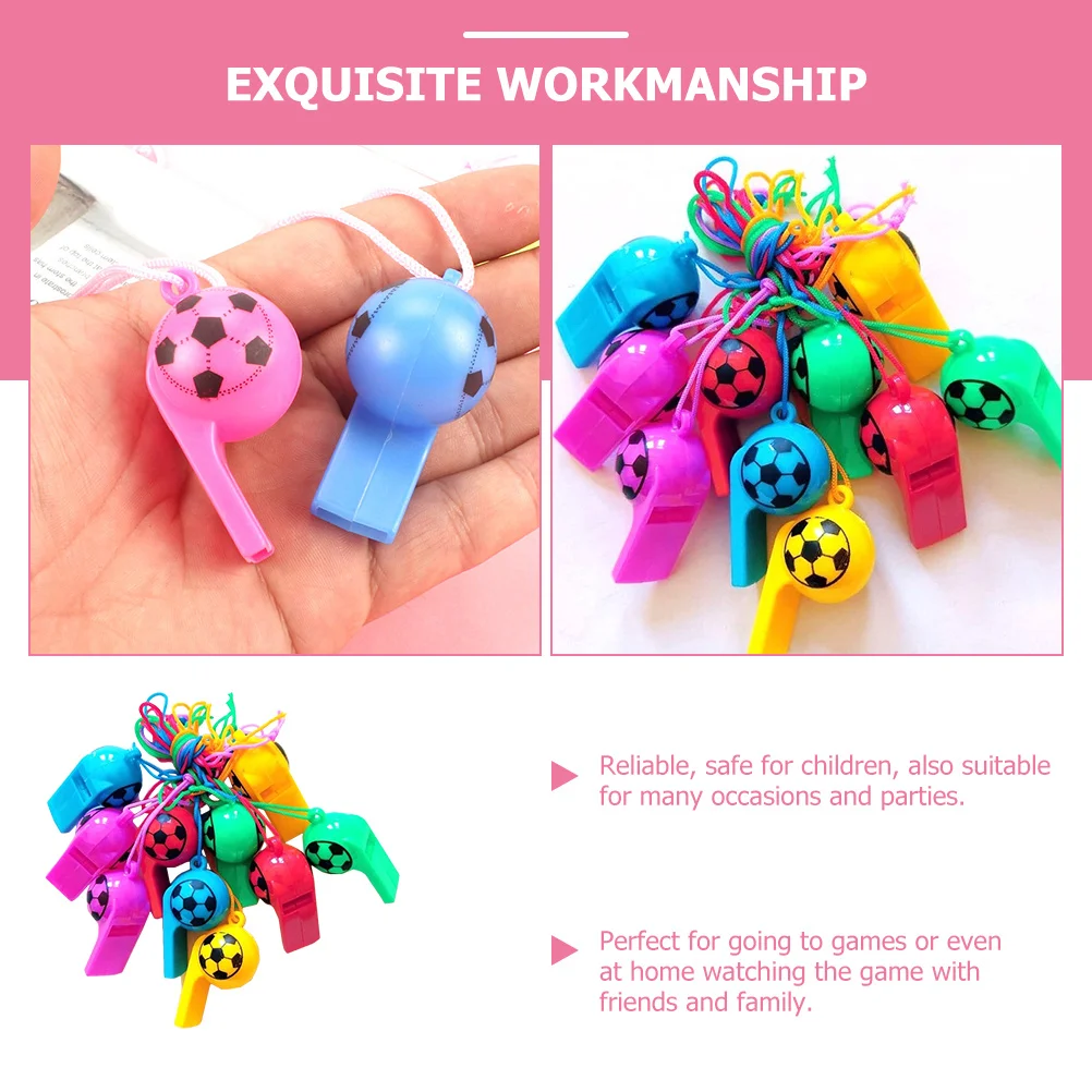 

100Pcs Soccer Whistles with Lanyard Bright Color Noise Makers for Soccer Party Kids Favors Birthday Supplies Party Favors