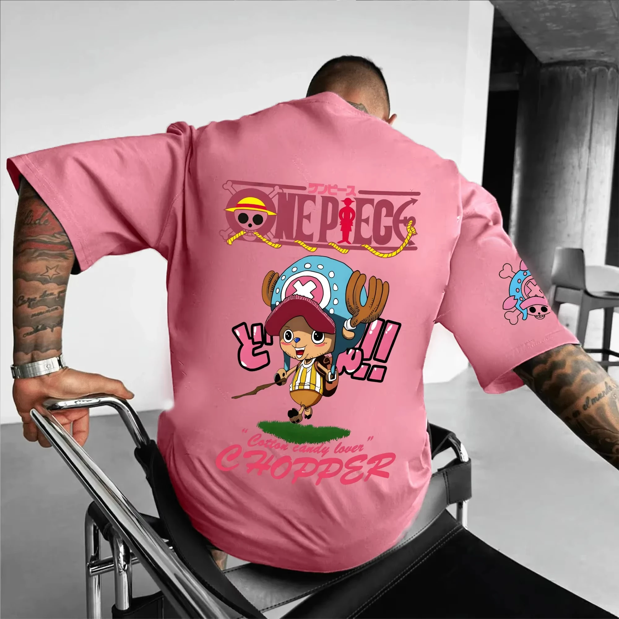 

ONE PIECE Anime Peripheral Printing Short Sleeve T-Shirt American Men's and Women's Summer Cotton Loose Sports T-Shirt