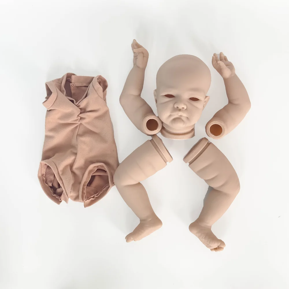 

20inch Reborn Doll Kit Baby Awake August Lifelike Soft Touch Fresh Color Unfinished Unpainted Doll Parts with Body and Eyes