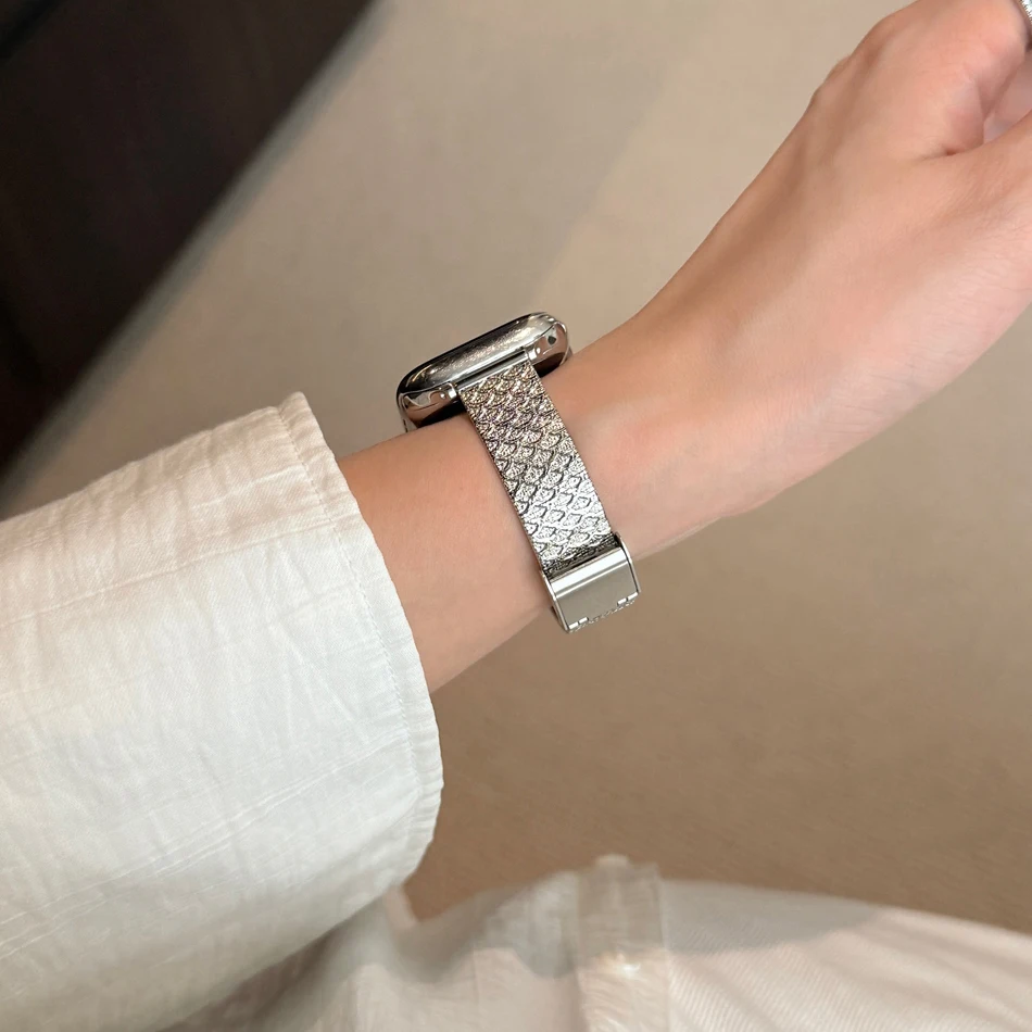 Stainless Steel Strap for Apple Watch 38 40 41 42 44 45 46 49mm Band Iwatch Series 10 9 8 7 6 5 4 3 SE Ultra Crow Feet Bracelet - Image 4