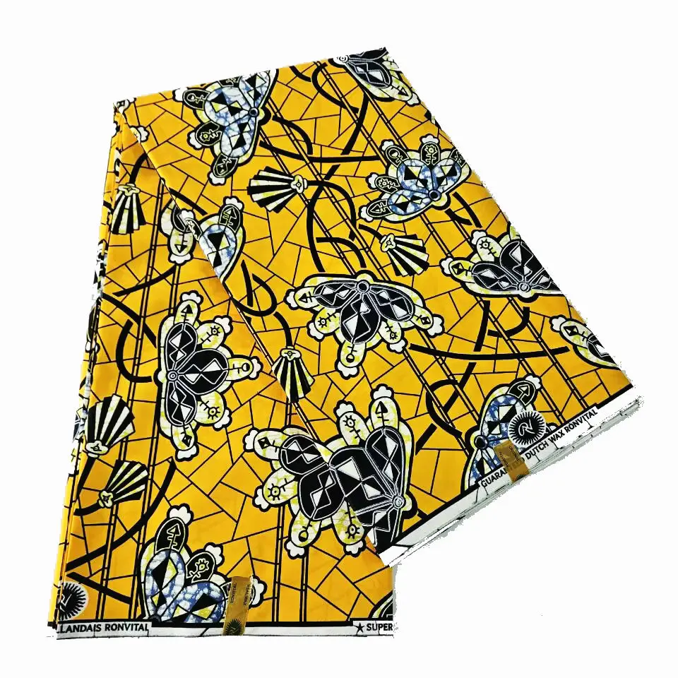Veritable ขี้ผึ้งแอฟริกันผ้า Holland Super WAX พิมพ์ผ้ากานาสไตล์ผ้าฝ้าย 100% Batik ผ้า Loincloth 6 หลา Pagne สําหรับเย็บ