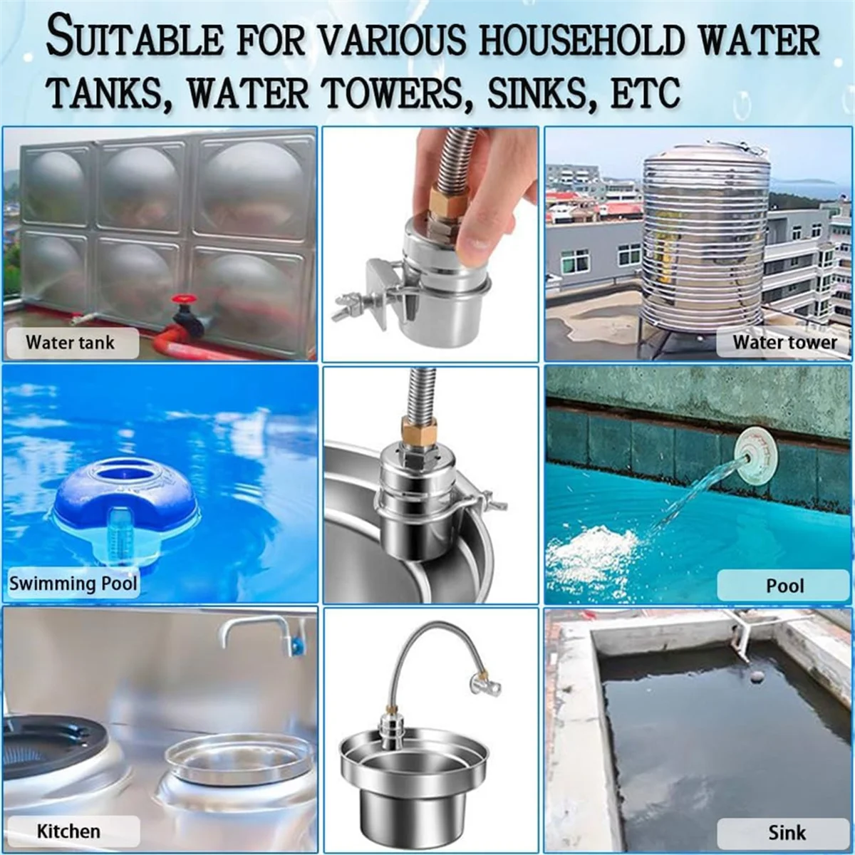 Float Valve,1/2 Inch to 3/4 Inch Water Float Valve,304 Stainless Steel Fully Automatic Water Level Control Float Valve