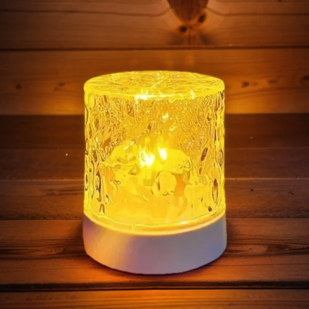 Rotating Water Ripple Ambient Light Bedroom Bedside Flame Romantic Lamp Dynamic Square Night Lights