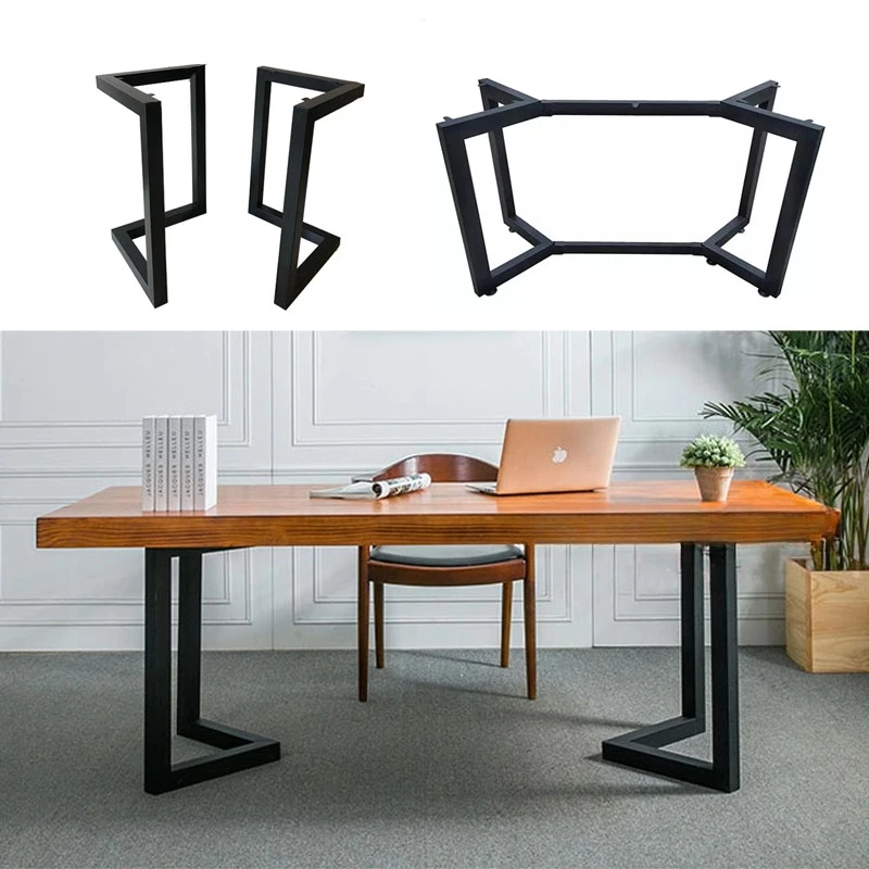 

Double head V wrought iron table leg bracket, desk stand, desk foot, dining tripod, coffee table leg