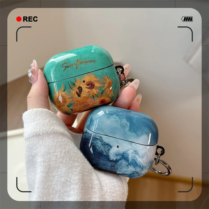 Buds 3 Pro Hülle für Samsung Galaxy Buds 3 Cover Van Gogh Buds3 Pro Kreativ für Samsung Buds 3 Box Niedliche Ohrhörer Lade Funda