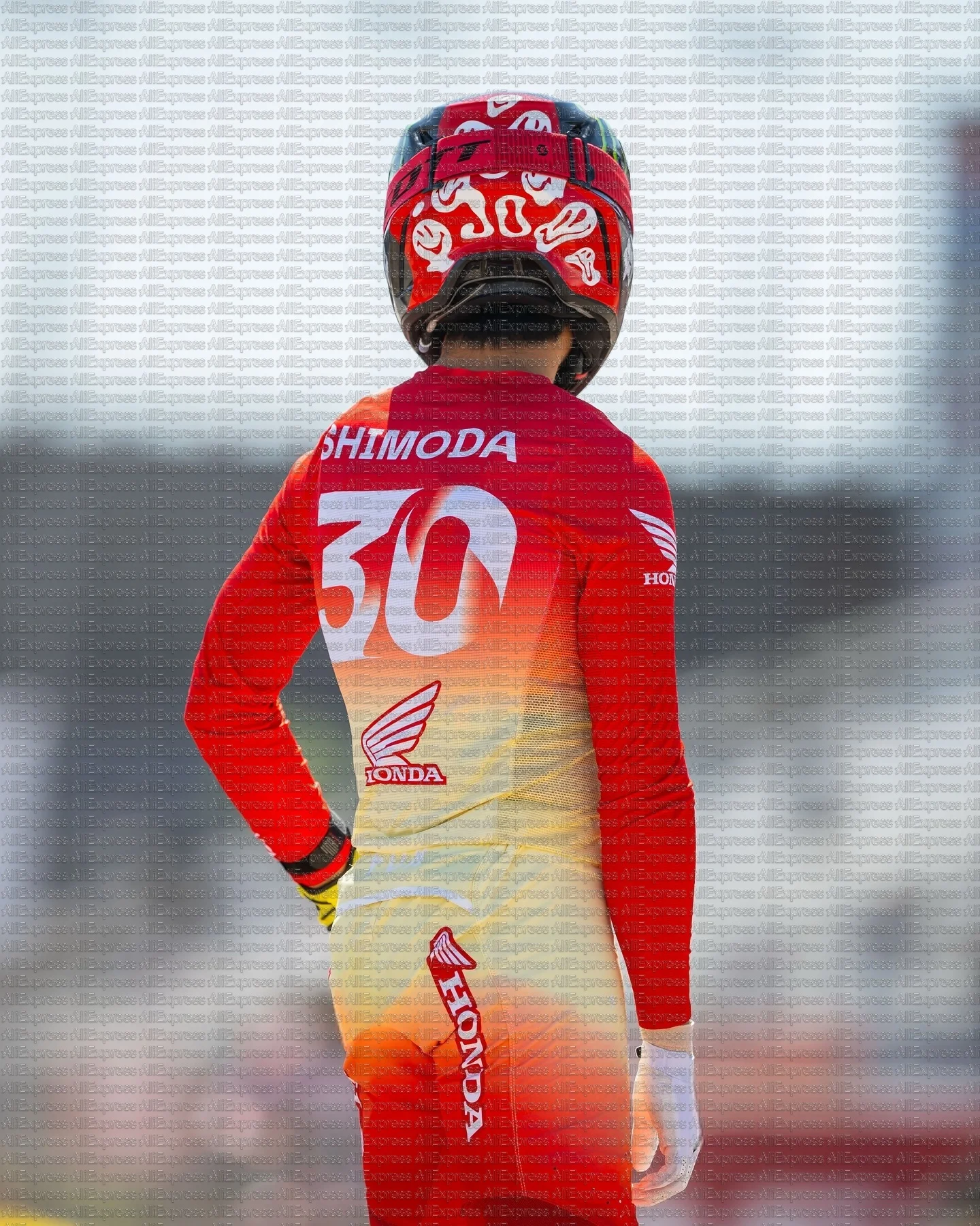 

Honda #30 SHIMODA Men's Off-road Motorcycle Jersey Long Sleeve Breathable Fast Dry T-Shirt with Pattern for Mountain Bike Racing