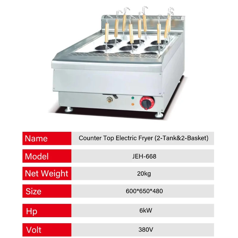 Commercial high-power 5000-10000W 9-basket electric noodle cooker, stainless steel countertop independent temperature control