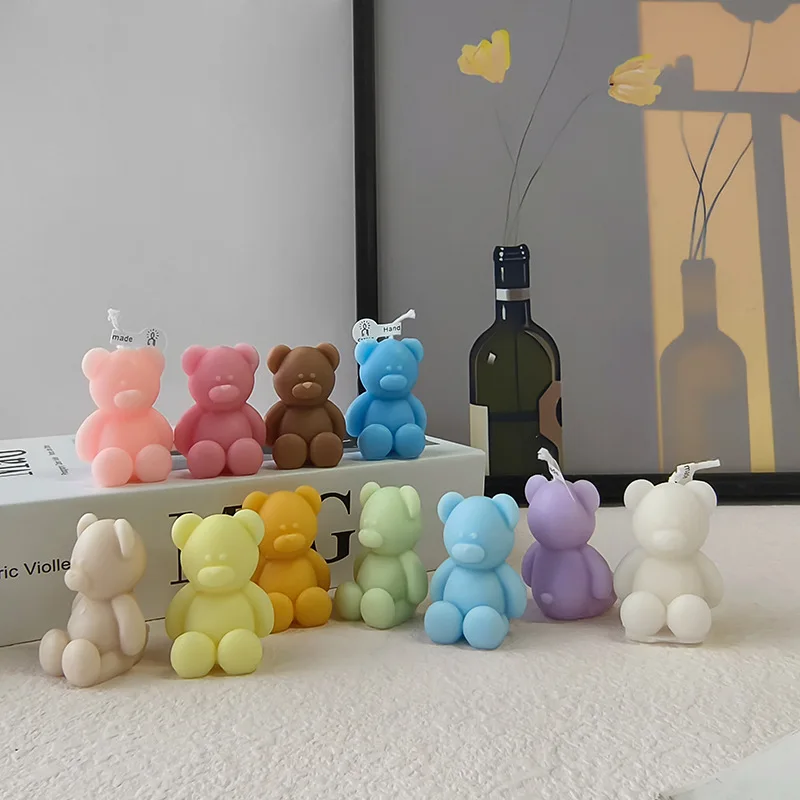 1pc Cute Bear Aromatherapy Candles Animal Soy Wax Candle Handmade Scented Candle Aromatic Birthday Candle Gift Set Home Decor