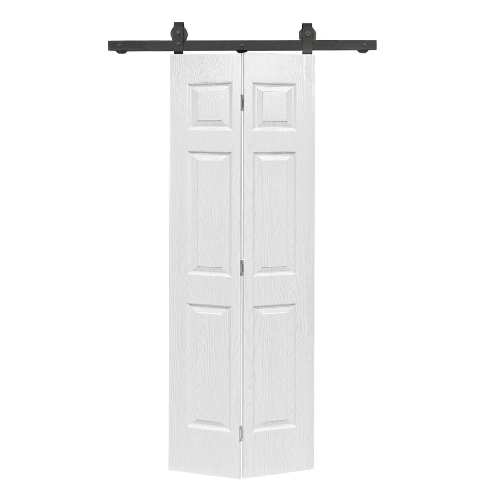 

24 дюйма. 84 дюймов Шестипанельная складная дверь из МДФ с полым сердечником, отделка белый дуб, с комплектом фурнитуры