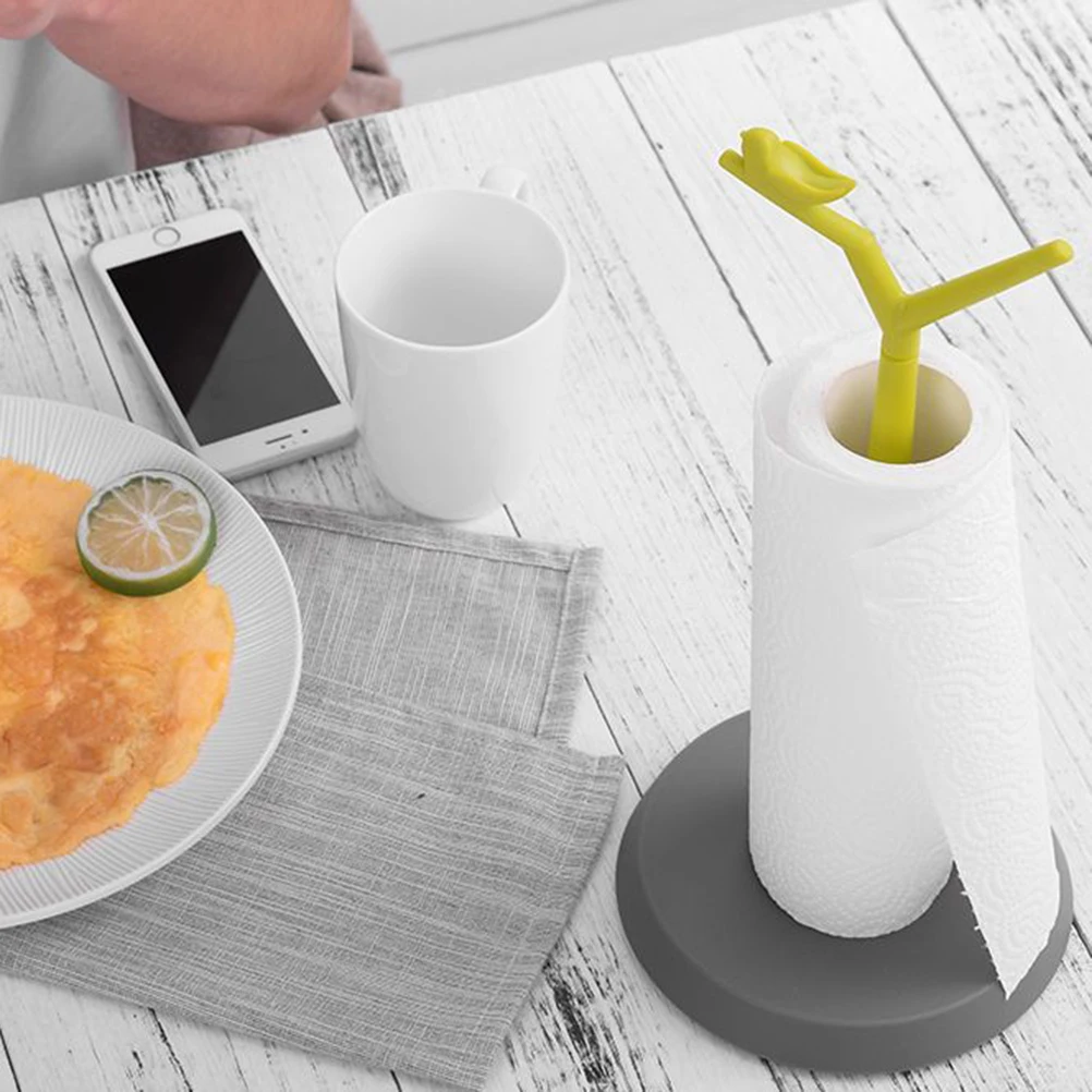 

Sturdy Upright Tissue Holder Pp Material Anti-Tip Base Portable Paper Roll Rack For Home Kitchen Hotel Green Tree Pattern Bird