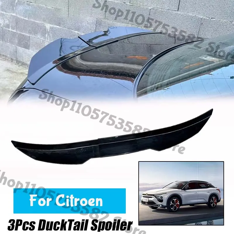 3Pcs Ducktail High Kick Trunk Spoiler For Citroen Universal Rear Boot Wing For Multi Models Car