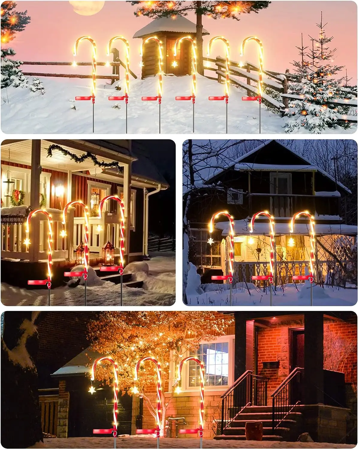 Solar candy Cane lights Christmas Yard lights Outdoor waterproof led Garden View Festive decor Ambiance Lawn lights