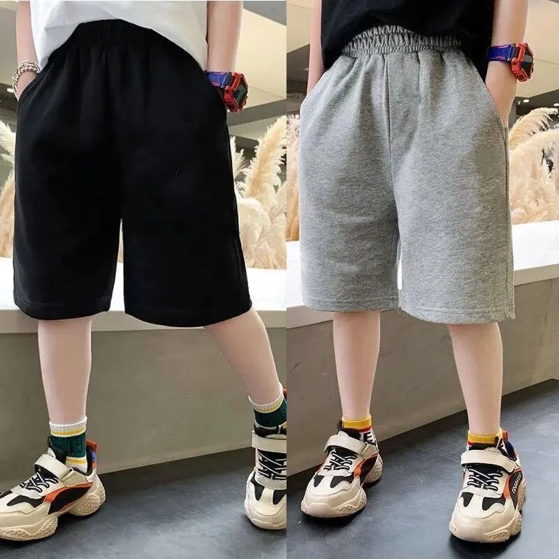 3-14years Boys Summer Shorts Solid Cotton Kids Short Sweatpants Children Elastic Waist Half Pants