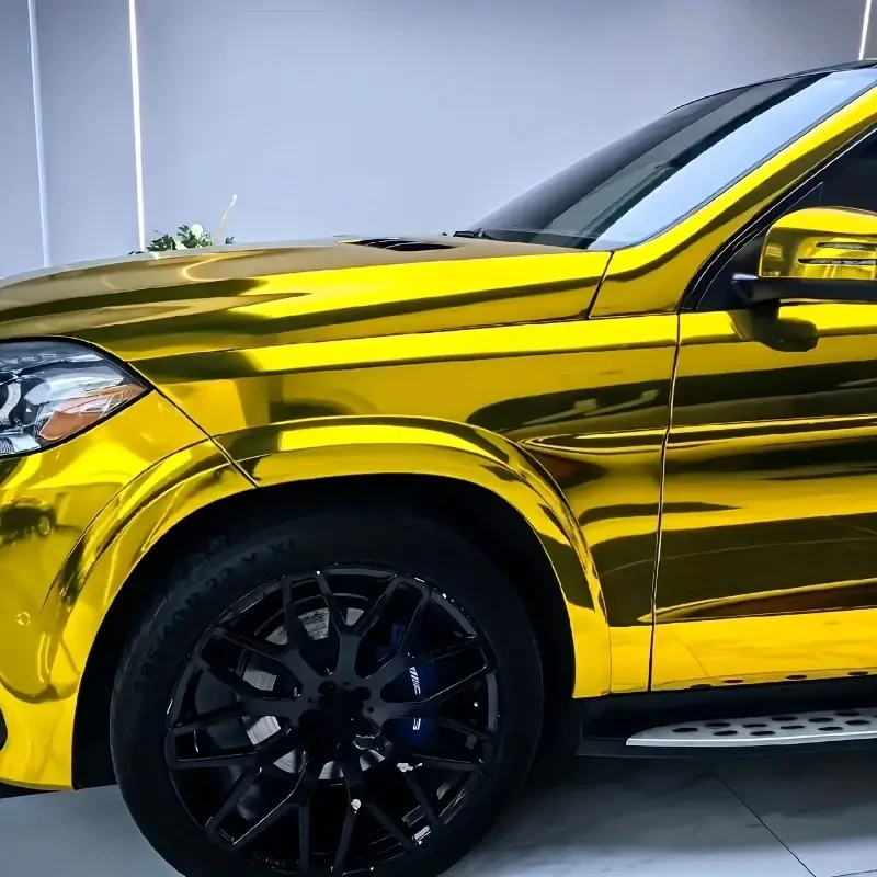 Premium Chrome Mirror Gold Vinyl Wrap Self-Adhesive Decal Sticker Car Wrapping Foil Roll