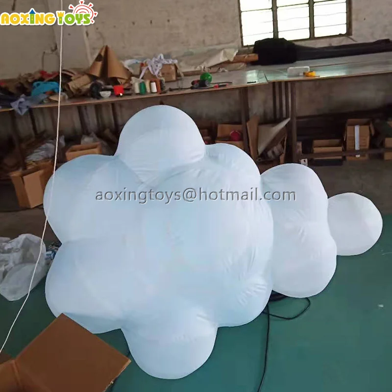 6PCS Hanging Festival Decoration Inflatable White Cloud Balloon With LED Light For Advertising Event Nightclub Stage Wedding