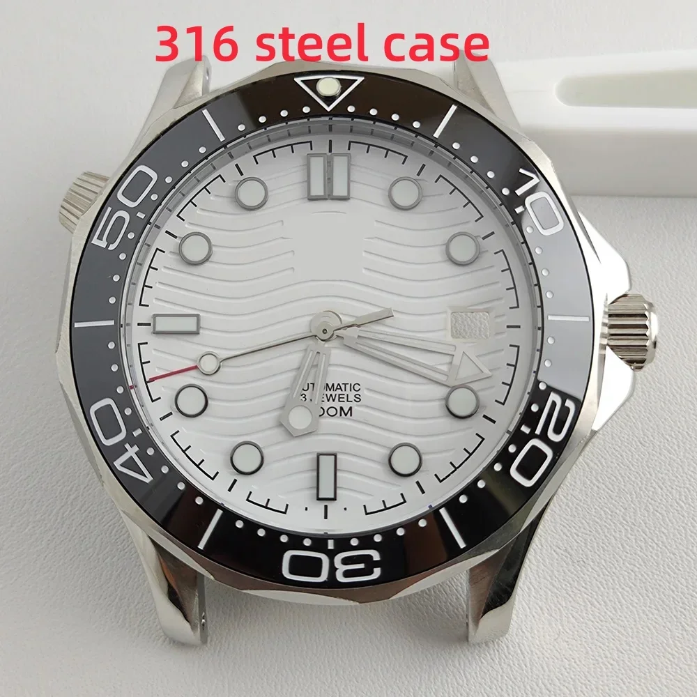 Men's Watch NH35 41mm Case Dial Stainless Steel Strap Transparent Back Watch Accessories for Seamaster 300 NH36 Movement Parts