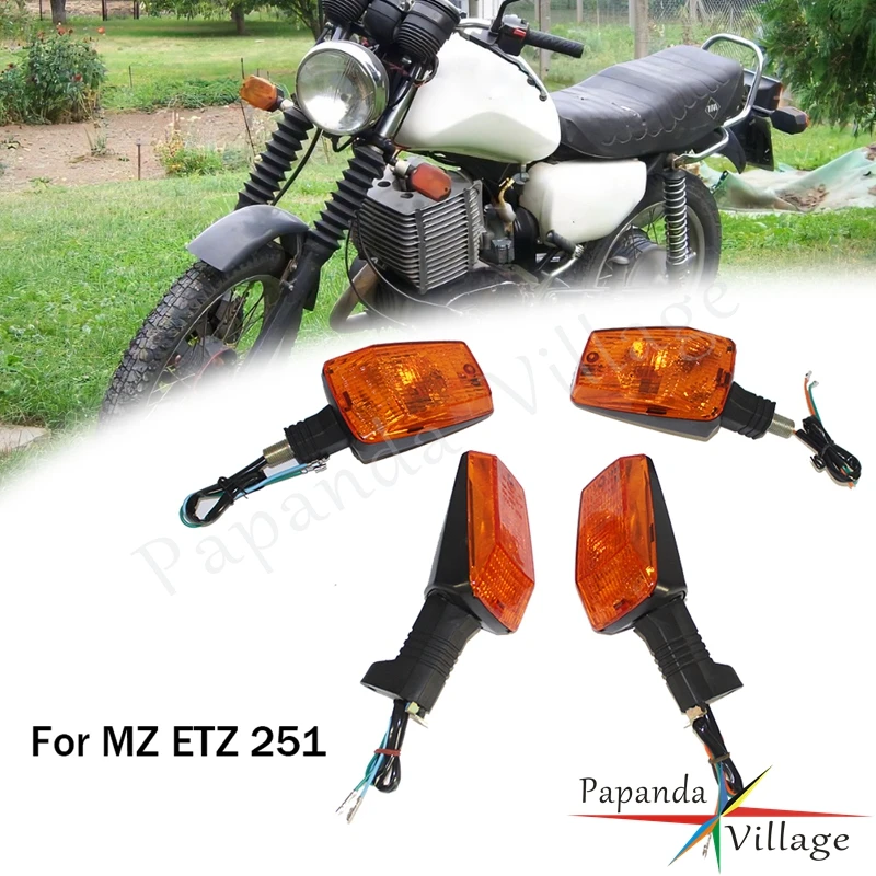 

Vintage Motorcycle 12V Emark Plastic Front / Rear Turn Signal Indicators Amber Light Filaments Lamp For MZ ETZ 251 Accessories