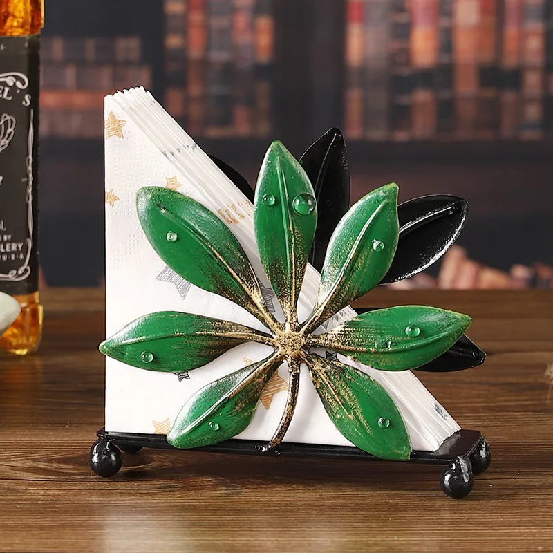 

Leaf Tissue Holder Stand Home Hotel Restaurant Desktop Decor Storage Organizer
