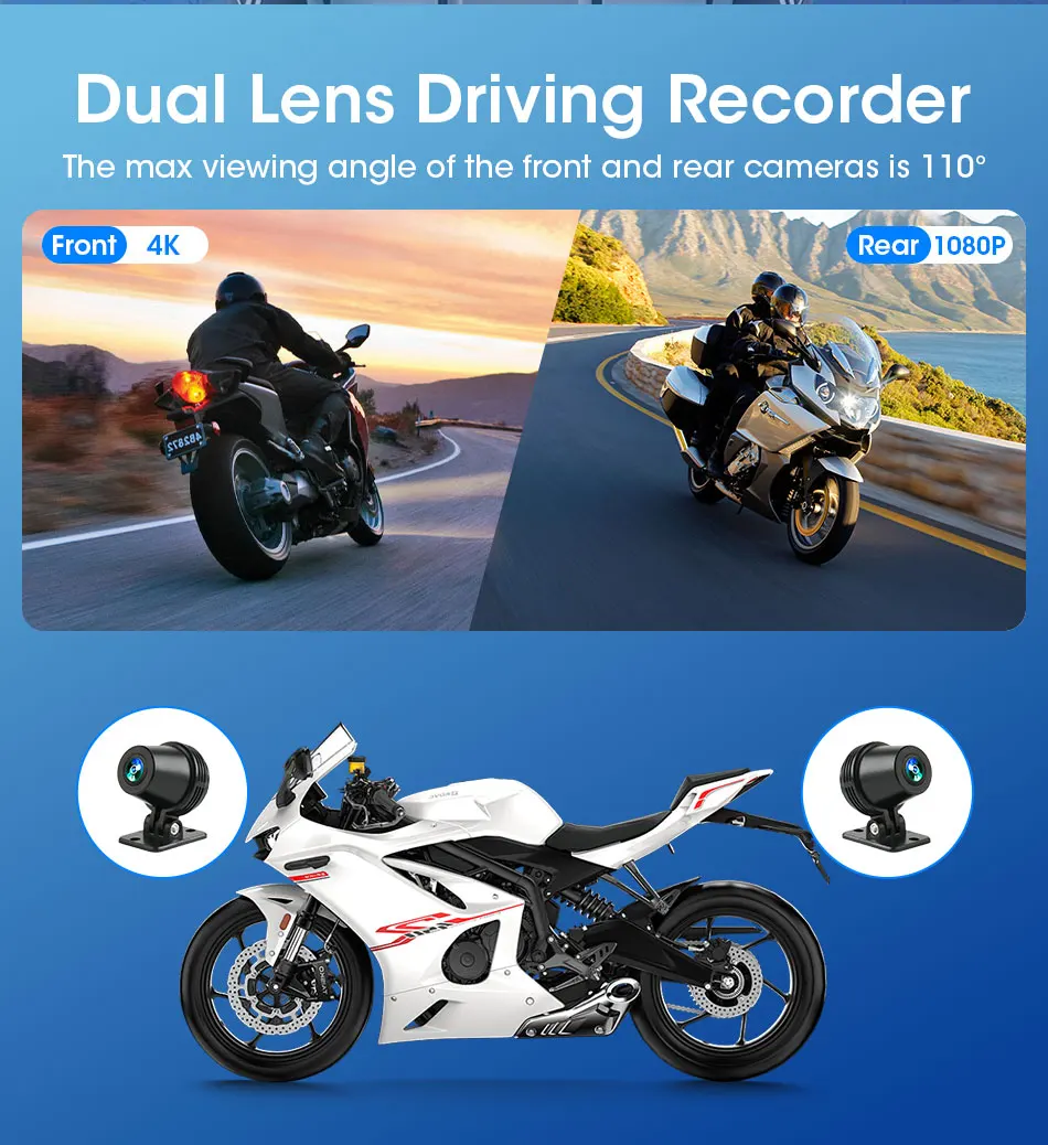 Srnubi 8,1 Zoll Motorrad DVR Navigation GPS Wireless Carplay Moto Android Auto IP67 Wasserdichter Monitor Motorradhelm Kamera – Detail 11