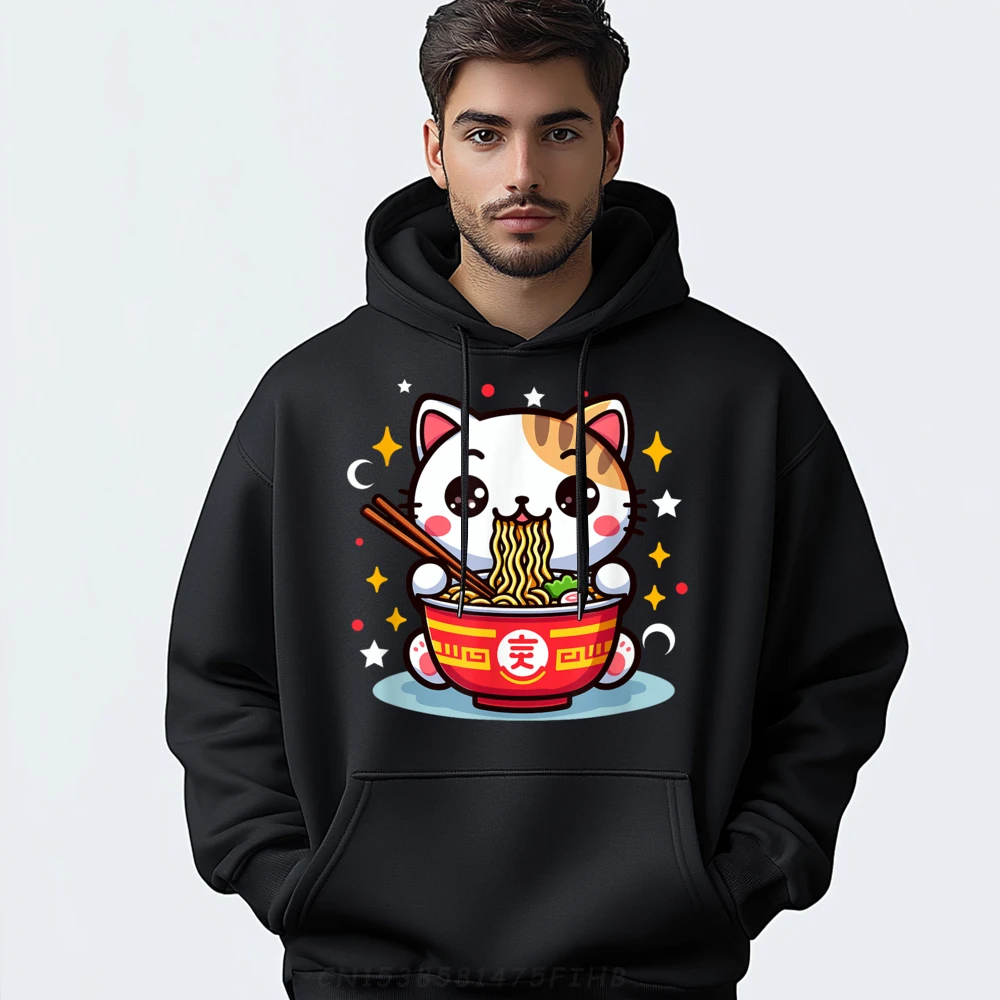 Ramen Noodles Eater Cat Kawaii Ramen Food Lovers Hiphop Streetwear Winter Free Shipping Clothes Father's Day