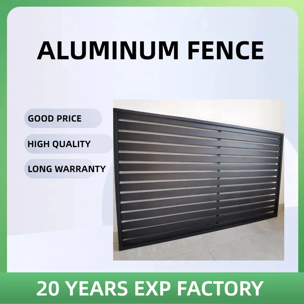 Modern Design Modular Fence Aluminum Metal Horizontal Yard Privacy Slat Fences Panels Outdoor Garden Fencing