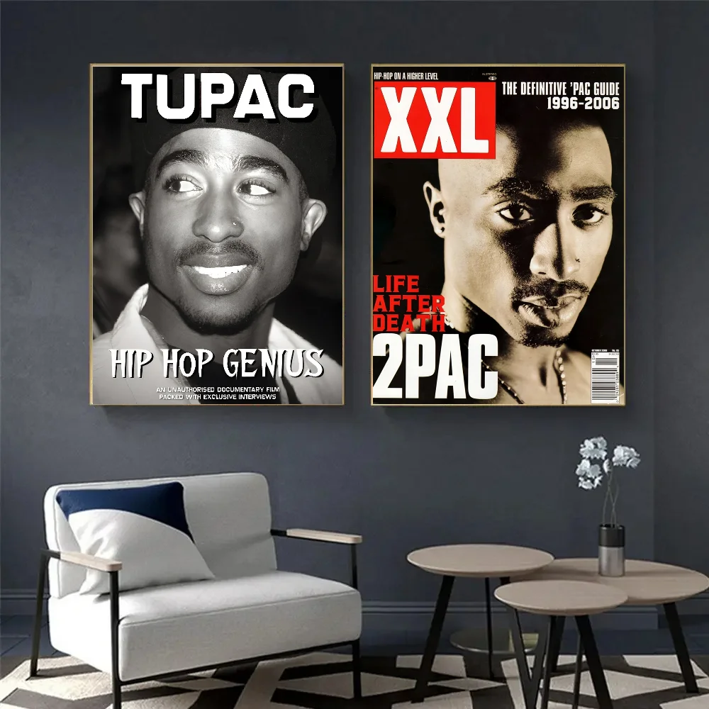 Tupac Amaru Shakur Classic Movie Posters Waterproof Paper Sticker Coffee House Bar Decor Art Wall Stickers