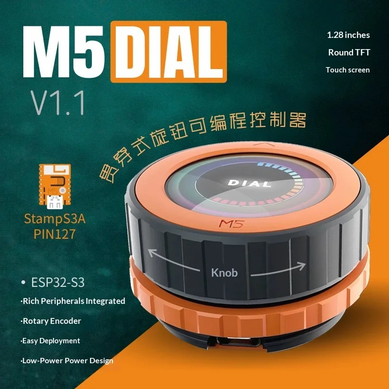 M5Stack M5 Dial v1.1 Knob Programmable Controller Convenient Deployment Rich Peripheral Integration Capacitive Touch Screen