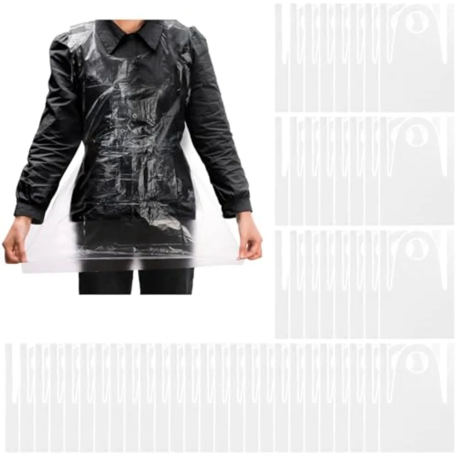 

250 Pack Disposable Aprons Waterproof Clear Plastic Aprons for Adults Ideal for Painting Parties Cooking Housework Picnics and