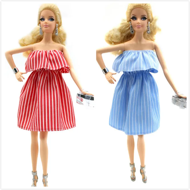 New 30cm 1/6 Striped Dress Daily Wear Accessories Clothes for Barbies doll