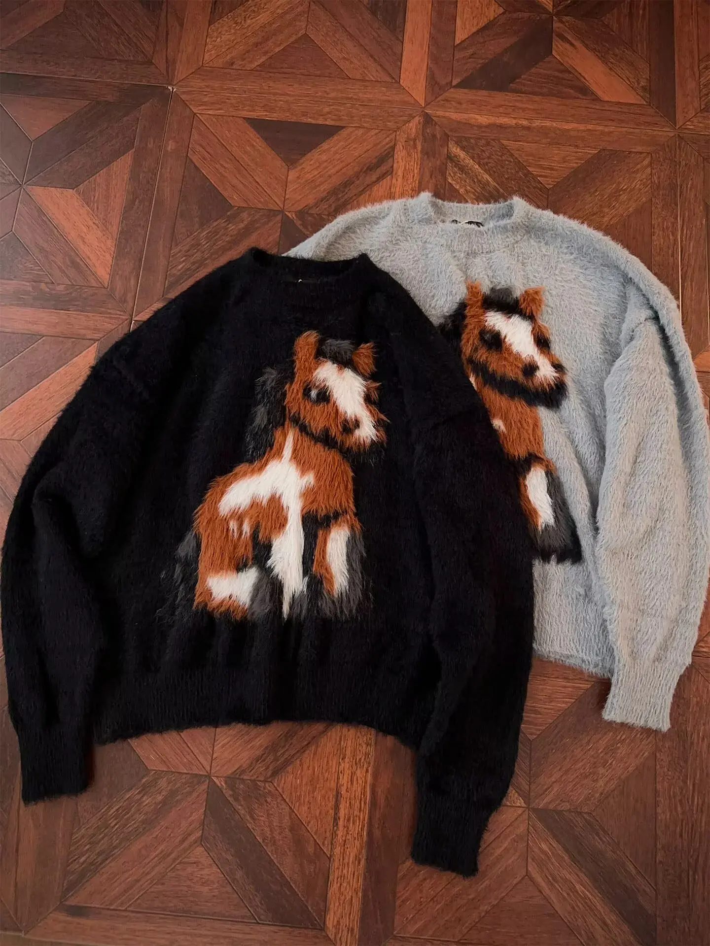 

Loose Fit round Ne Knitted Sweater Faux Mink Autumn Winter Men Women Lazy Versatile Overhead Couple Sweater