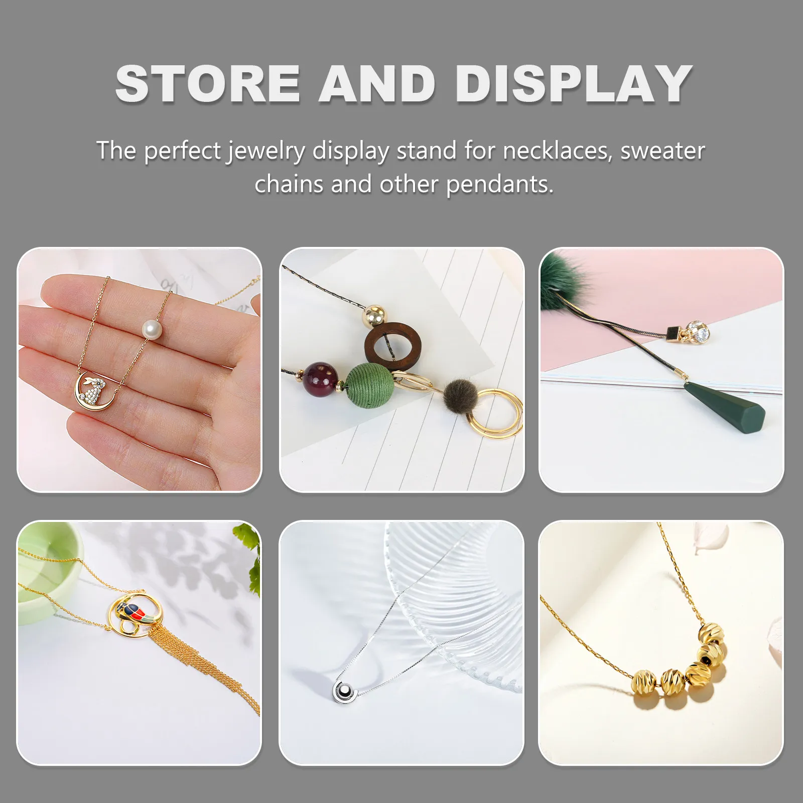 

Necklace Display Rack Lightweight Sturdy Jewelry Organizer Stand For Necklaces Earrings Portrait Style Storage Rack Decorative