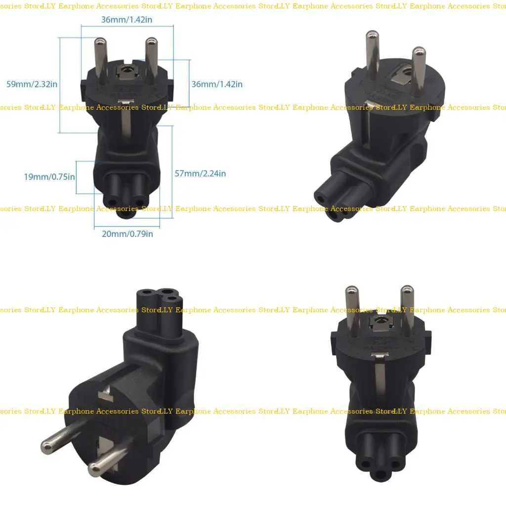462E EU4.8 Europe Male to IEC C5 Female Travel Power Adapter EU 4.8mm 2 Prong Receptacle to C5 Power Converter Connector