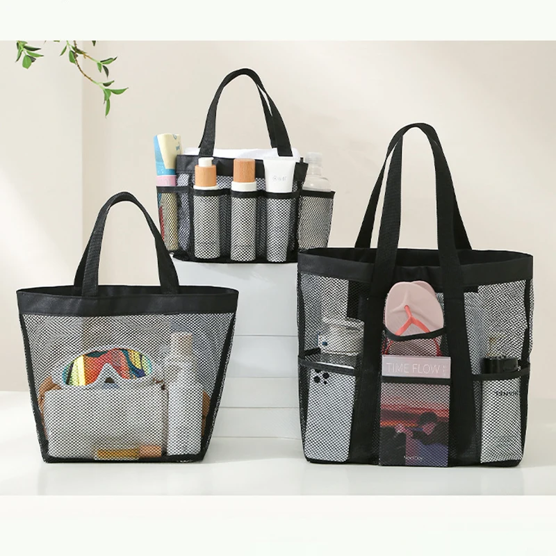 Multifunction Black Mesh Toiletry Bags Travel Makeup Bag Small Large Tote Organizer Cosmetic Cases Toiletries Storage Handbag